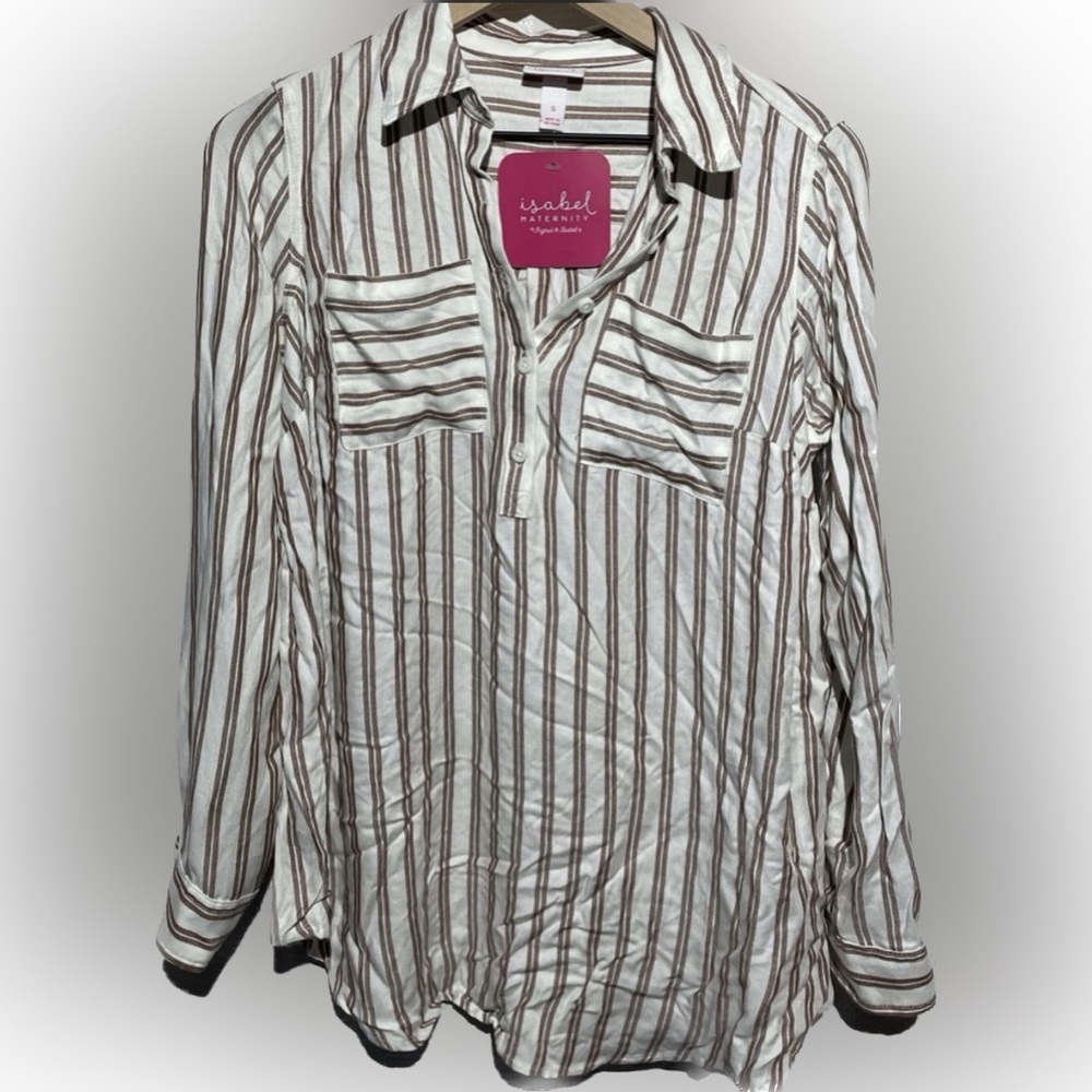Isabel NWT Maternity blouse S buttons half down. Long sleeve two front pocket.